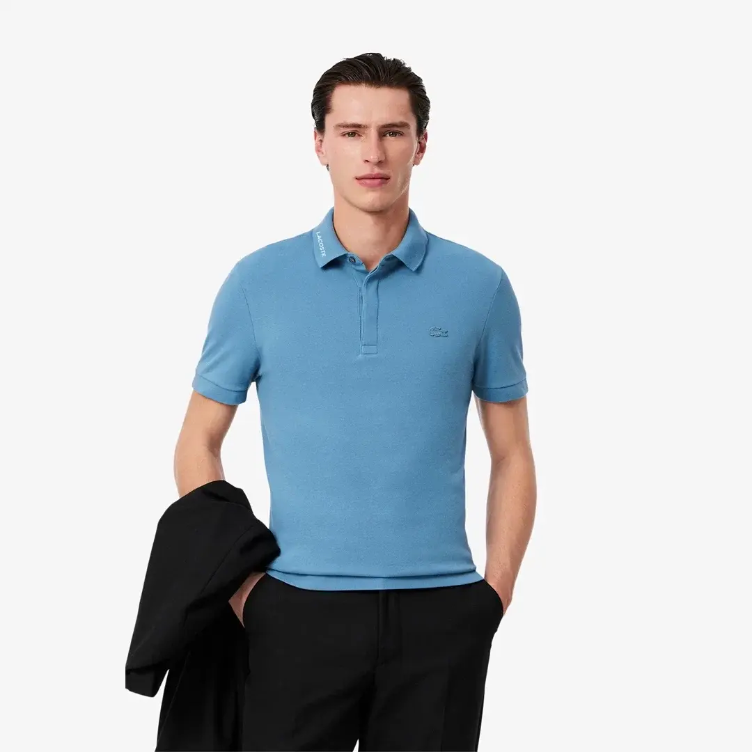 Regular Fit Paris Stretch Piqué Polo T-Shirt Mavi