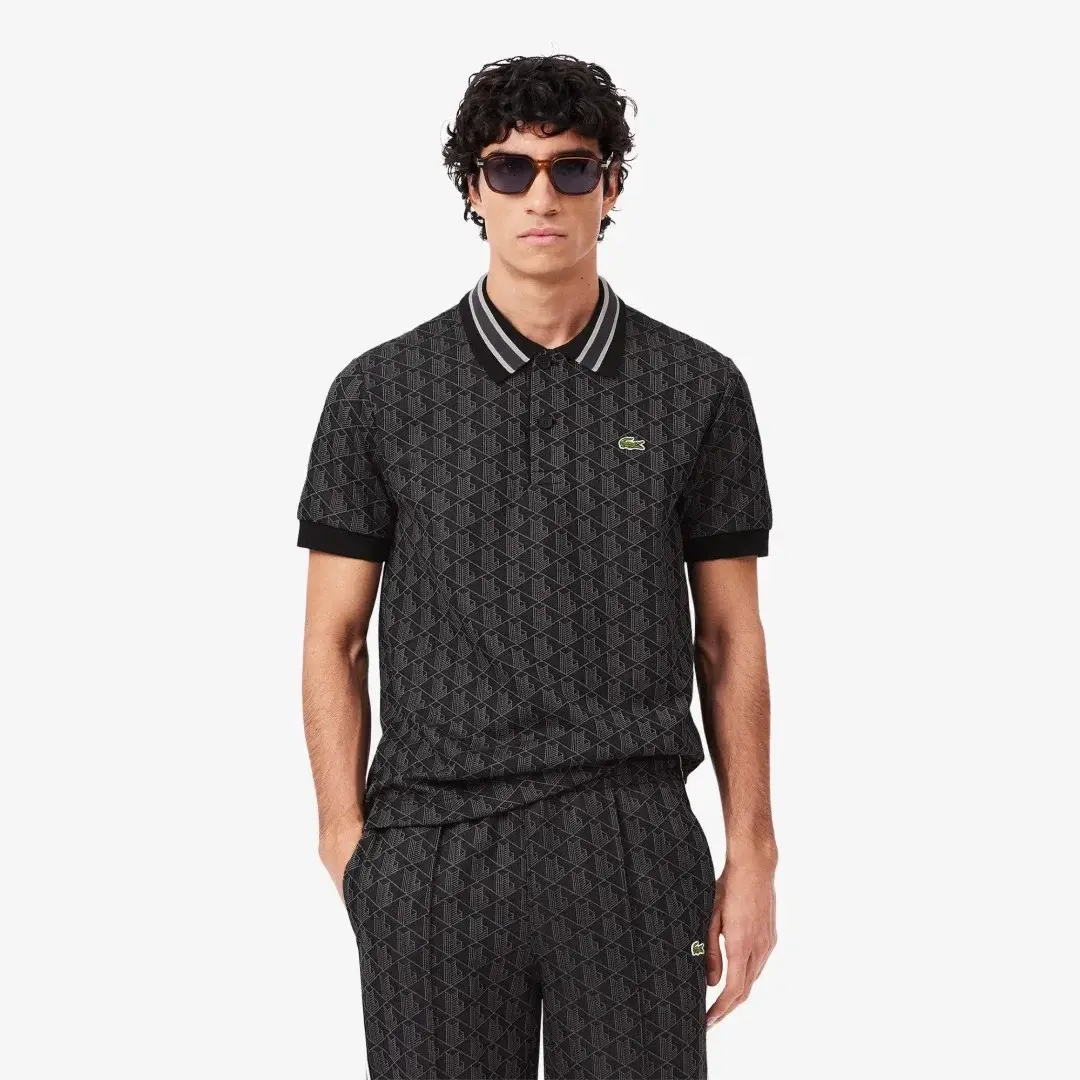 Classic Fit Monogram Polo Siyah