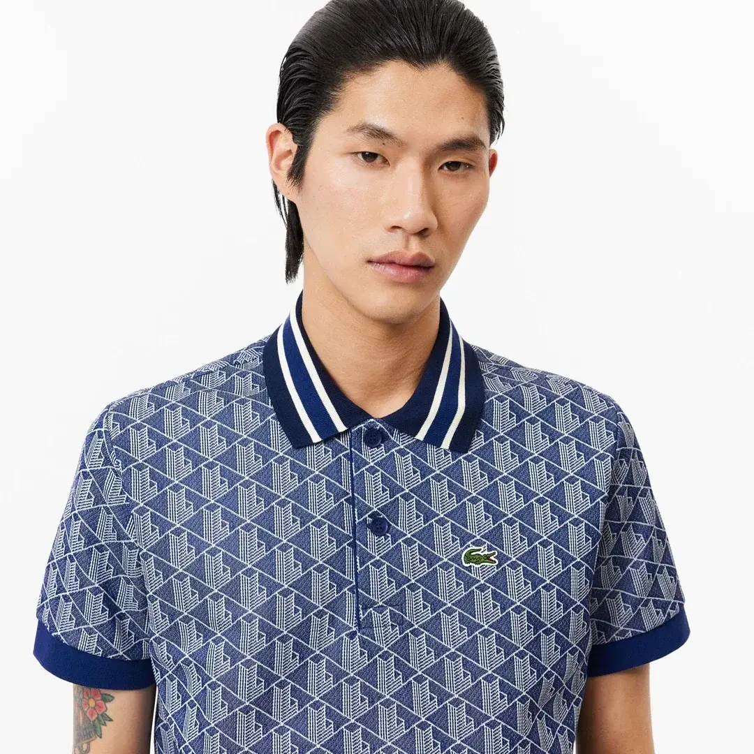 Classic Fit Monogram Polo Mavi