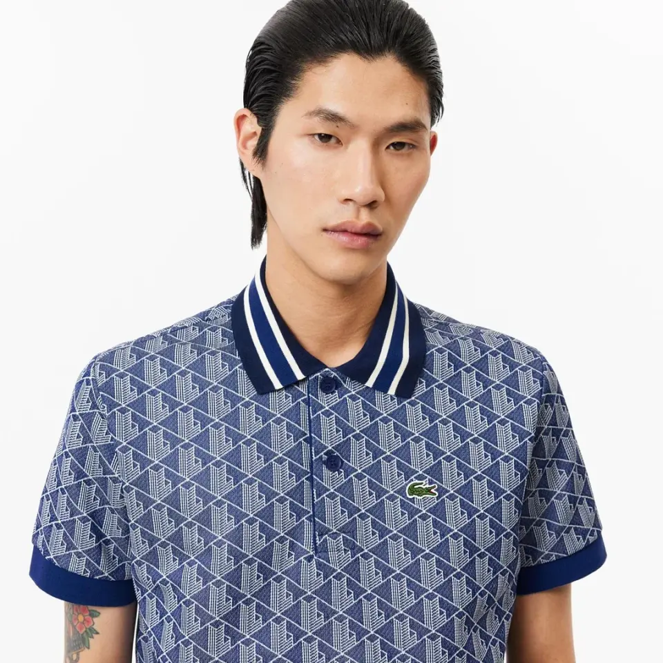 Classic Fit Monogram Polo Mavi