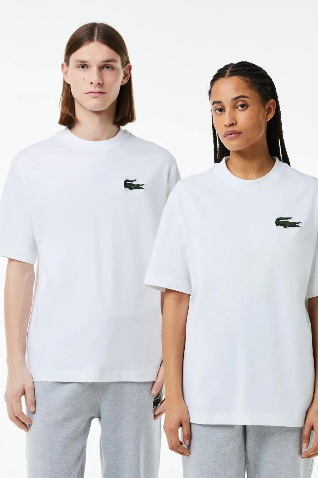 Unisex Loose Fit Large Croc Organic Heavy Tişört Beyaz