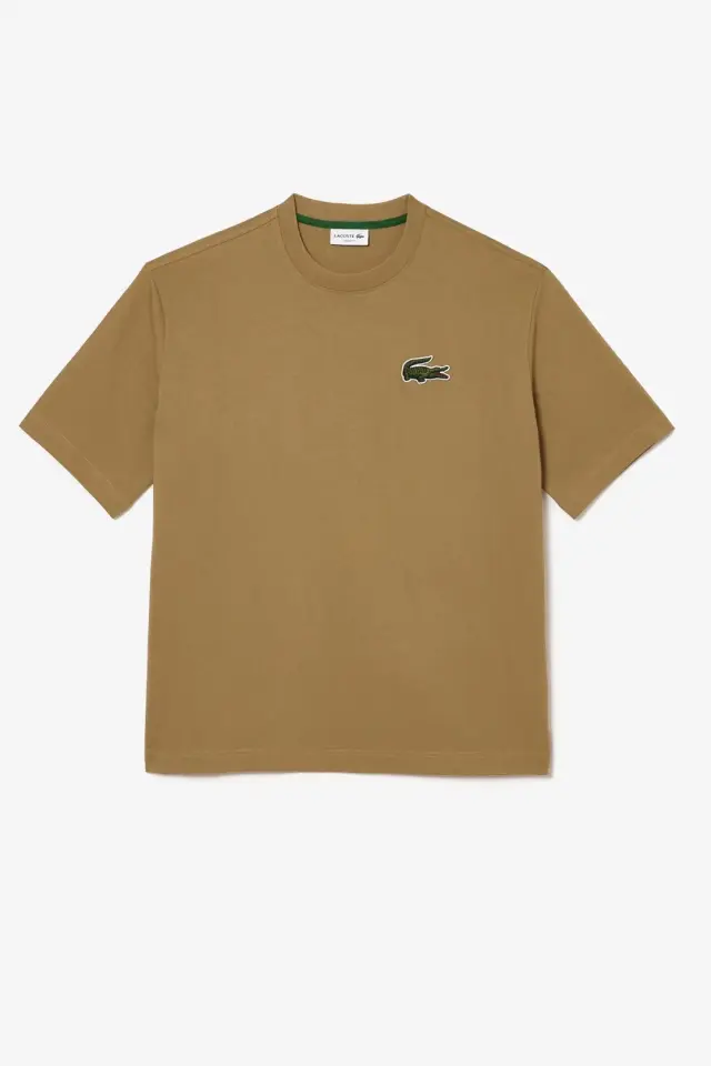 Unisex Loose Fit Large Croc Organic Heavy Tişört Kahverengi