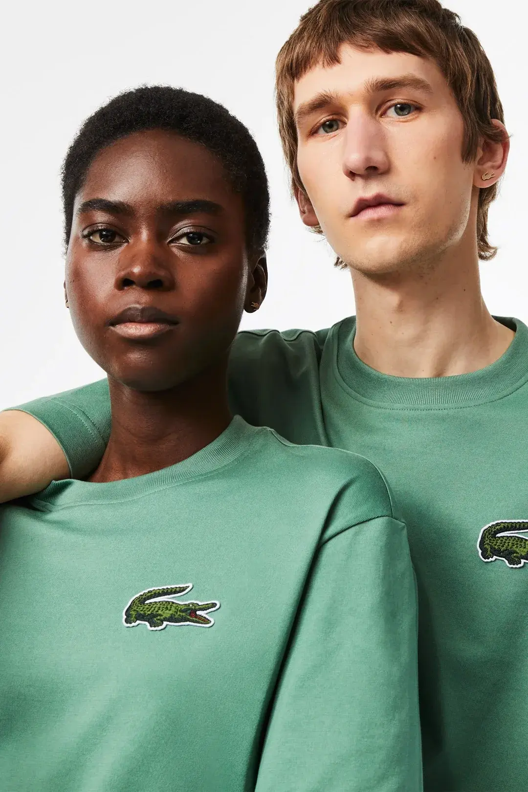 Unisex Loose Fit Large Croc Organic Heavy Tişört Yeşil