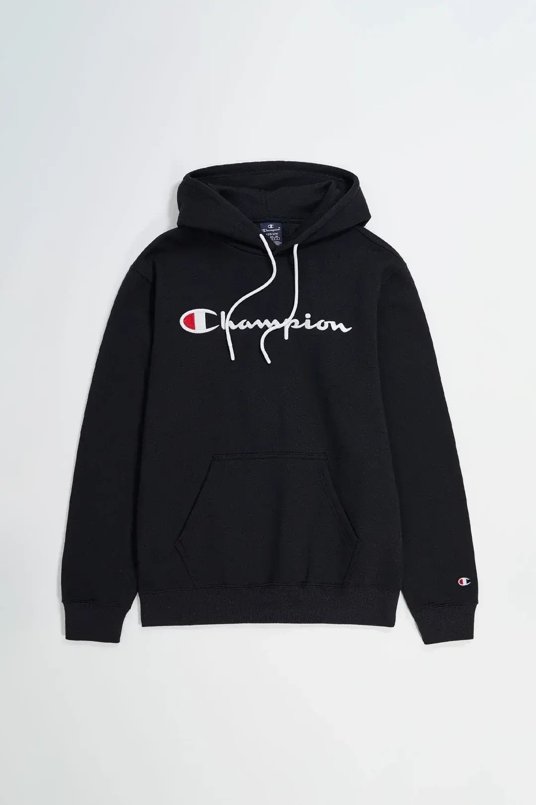 Embroidery Script Logo Fleece Hoodie Siyah