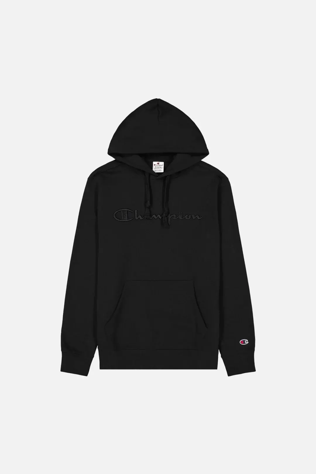 Tonal Embroidery Heavy Cotton Hoodie Siyah