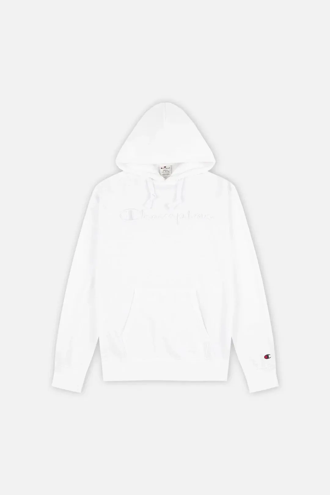 Tonal Embroidery Heavy Cotton Hoodie Beyaz