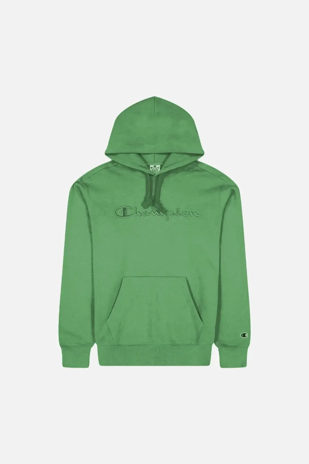 Tonal Embroidery Heavy Cotton Hoodie Yeşil