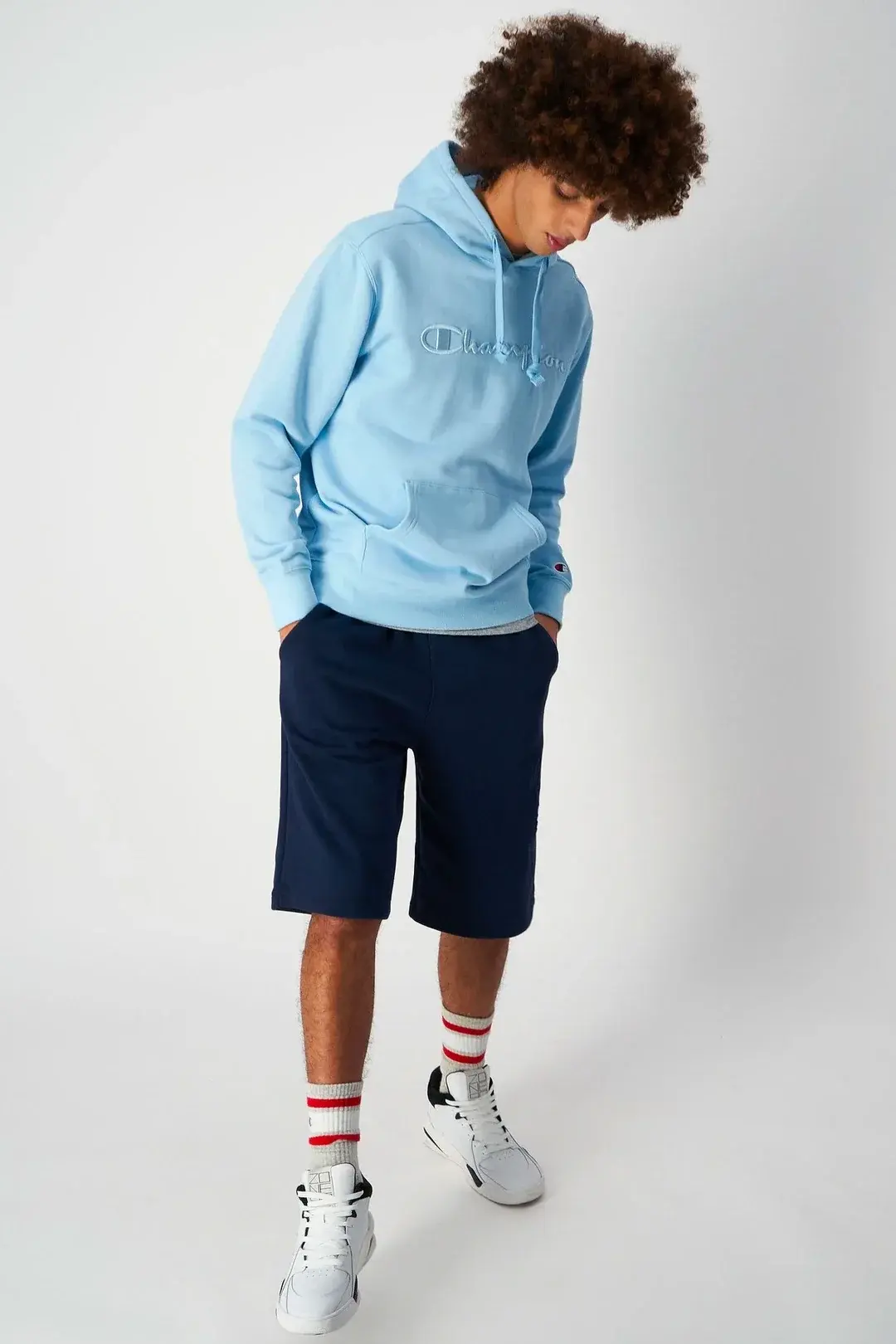 Tonal Embroidery Heavy Cotton Hoodie Mavi