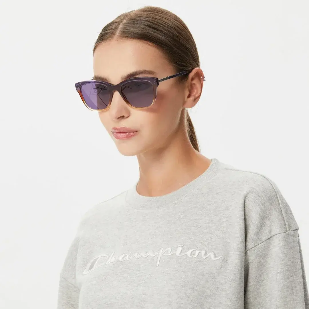 Tonal Embroidery Fleece Kadın Sweatshirt Gri