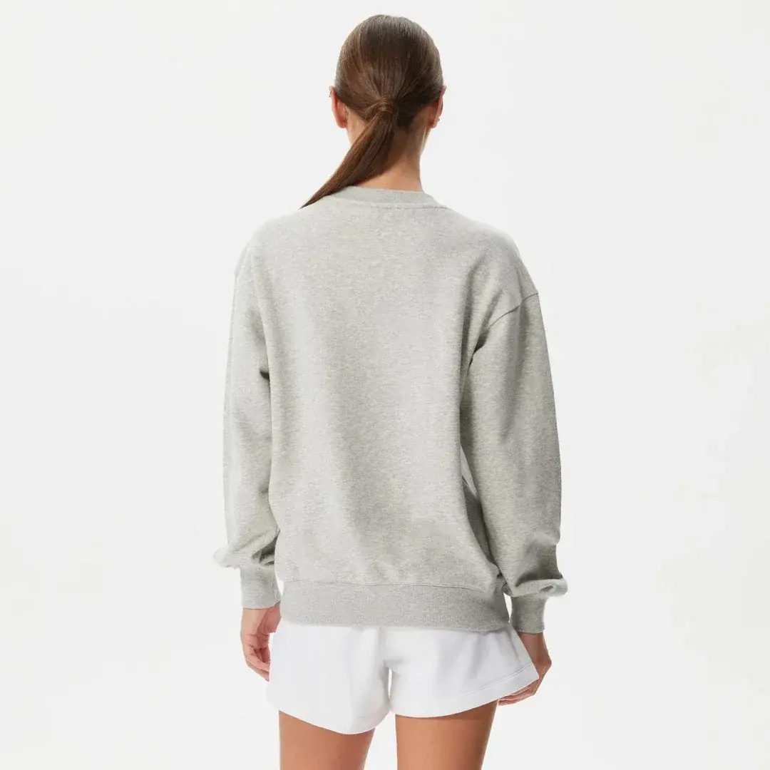 Tonal Embroidery Fleece Kadın Sweatshirt Gri