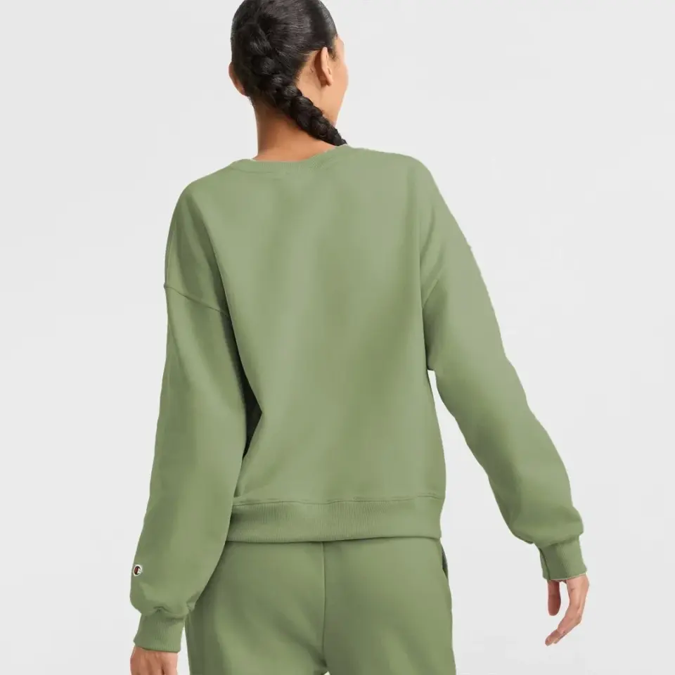 Tonal Embroidery Fleece Kadın Sweatshirt Yeşil