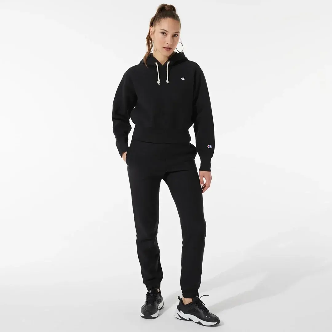 Reverse Weave Kadın Hoodie C Logo Siyah