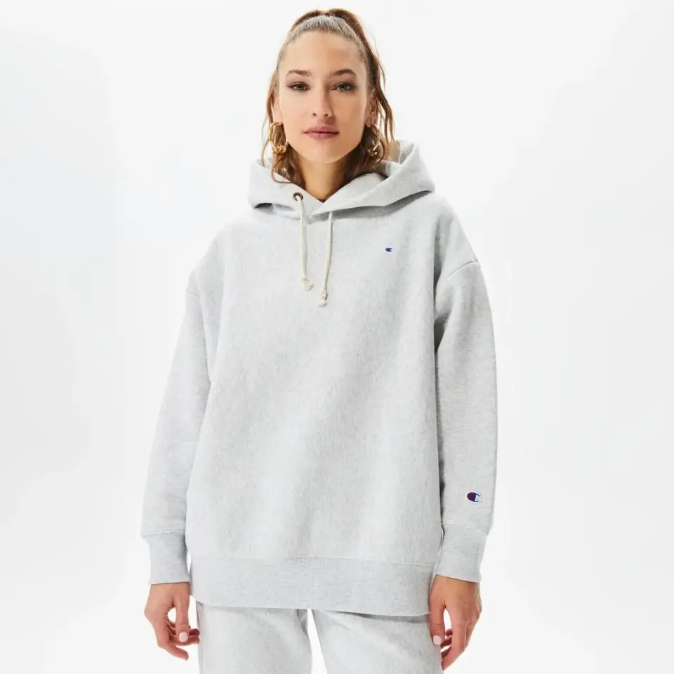 Reverse Weave Kadın Hoodie C Logo Gri