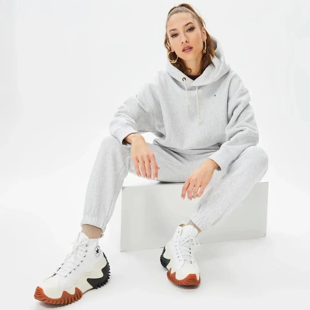 Reverse Weave Kadın Hoodie C Logo Gri