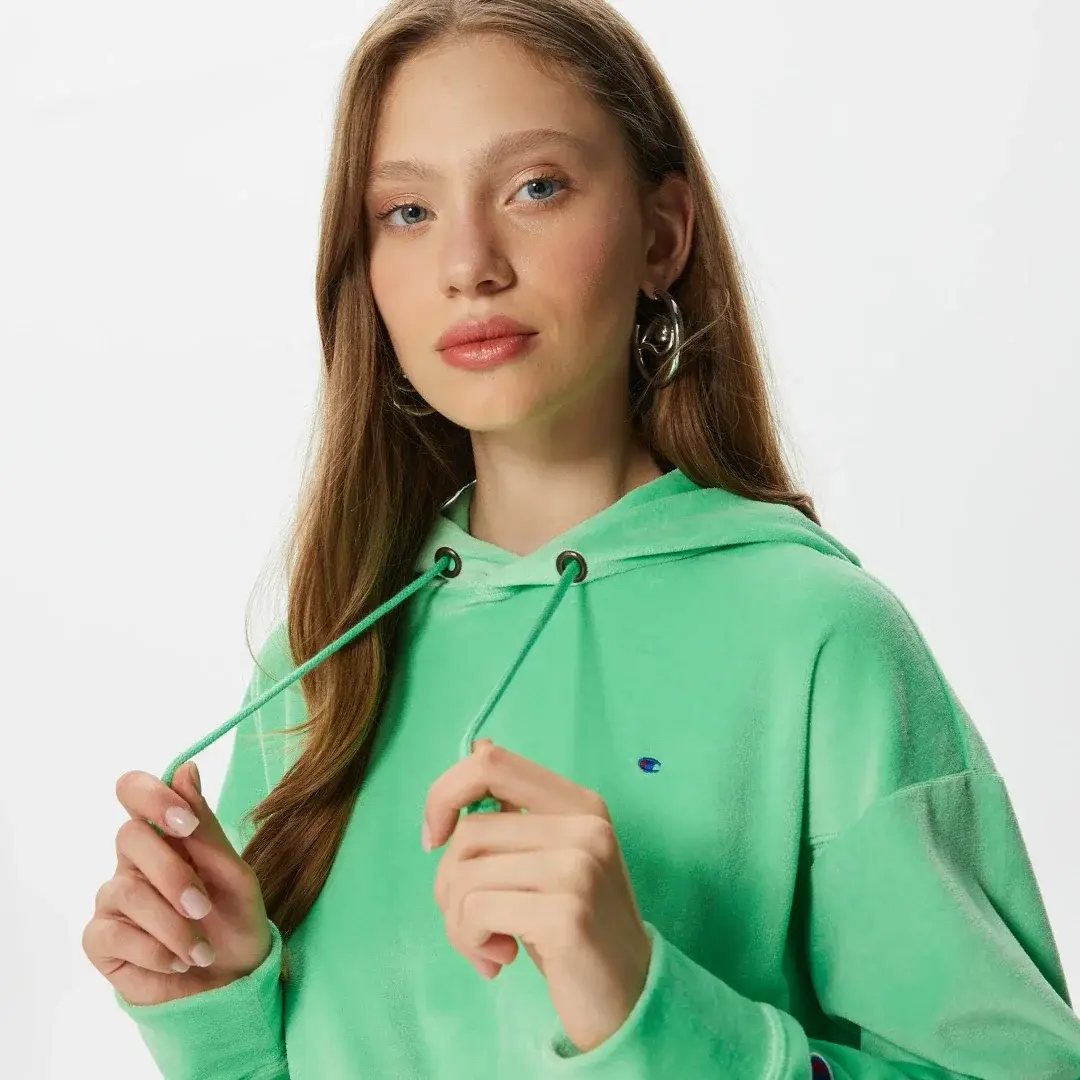 Reverse Weave Kadın Hoodie C Logo Yeşil