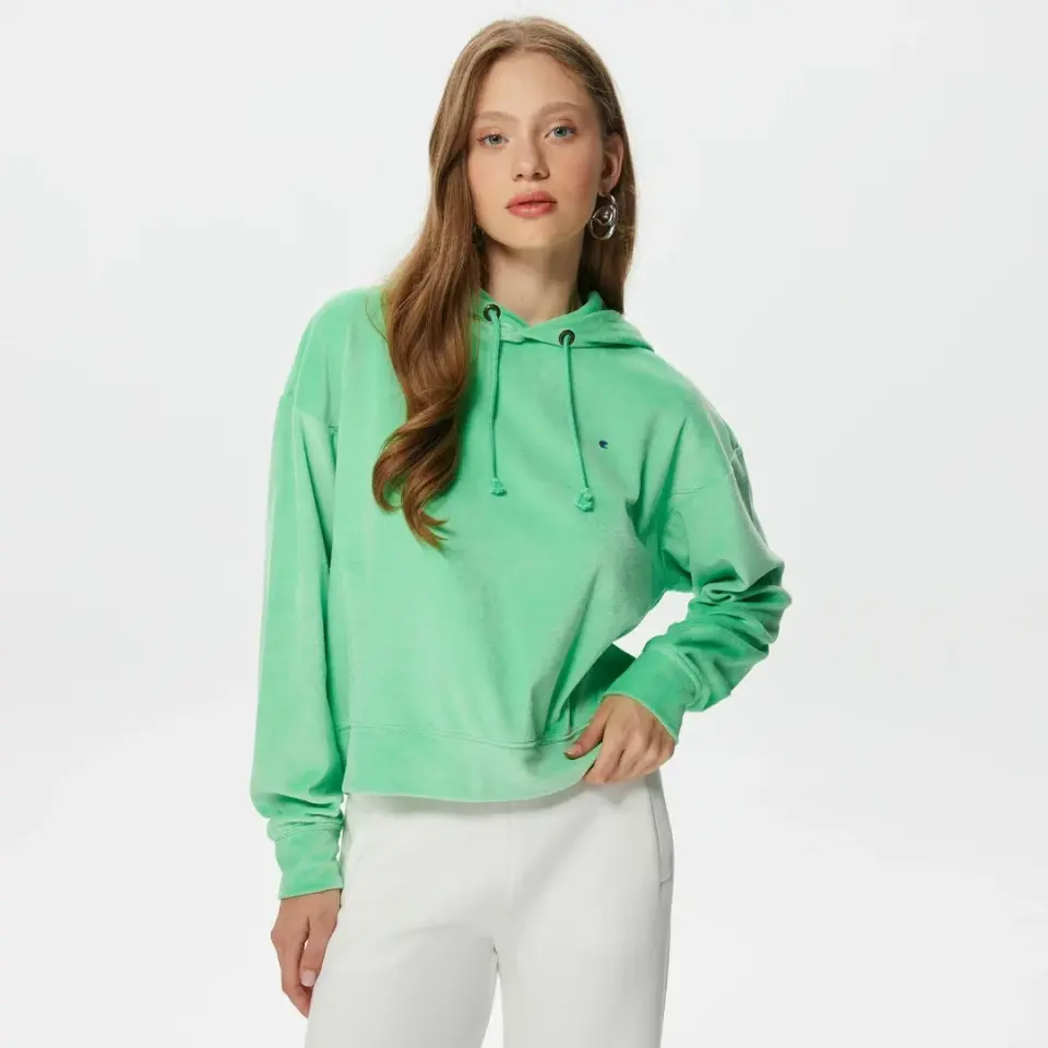 Reverse Weave Kadın Hoodie C Logo Yeşil