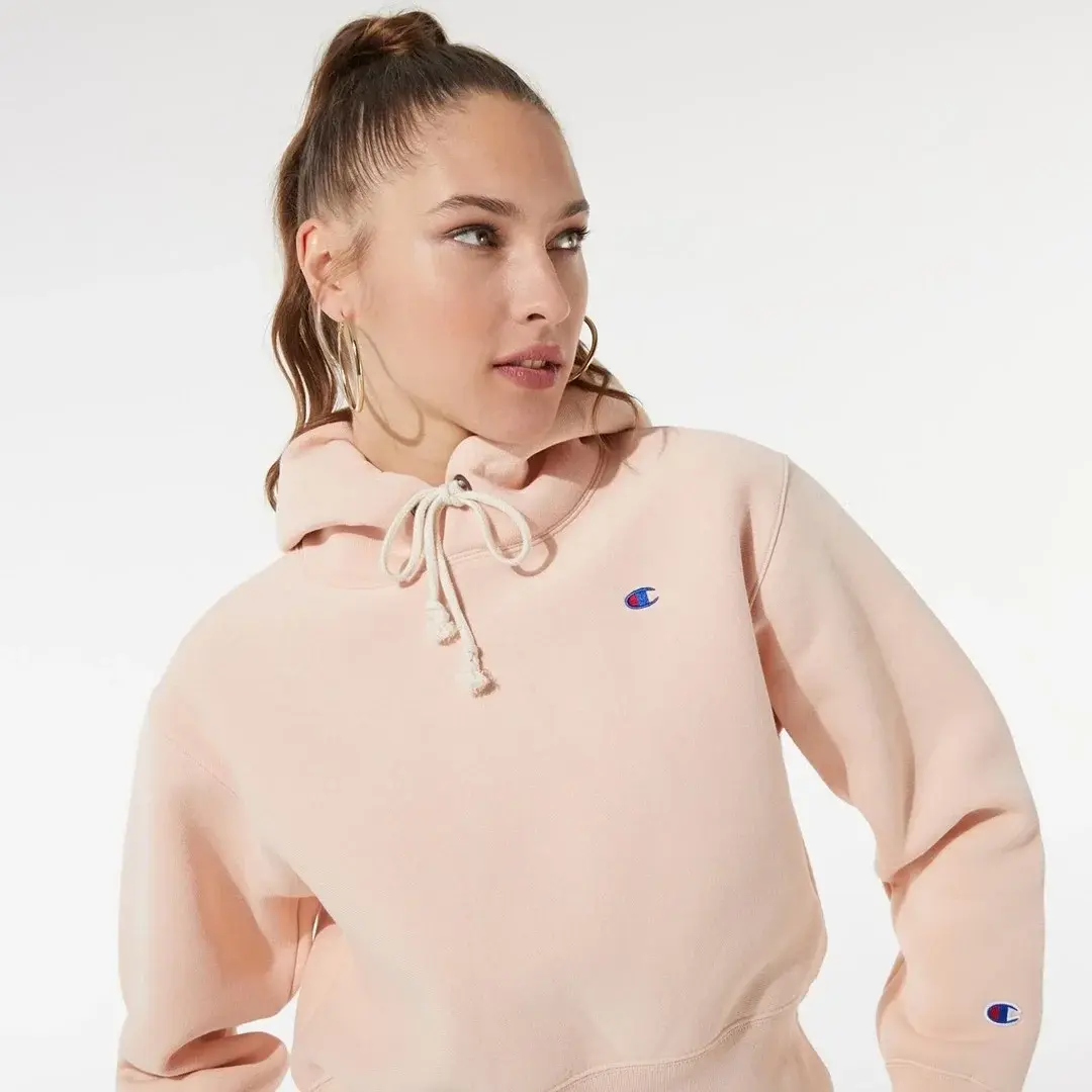 Reverse Weave Kadın Hoodie C Logo Pembe