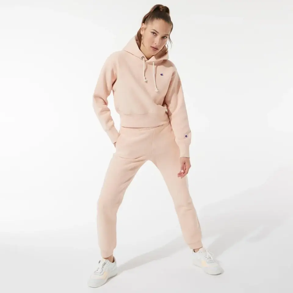 Reverse Weave Kadın Hoodie C Logo Pembe