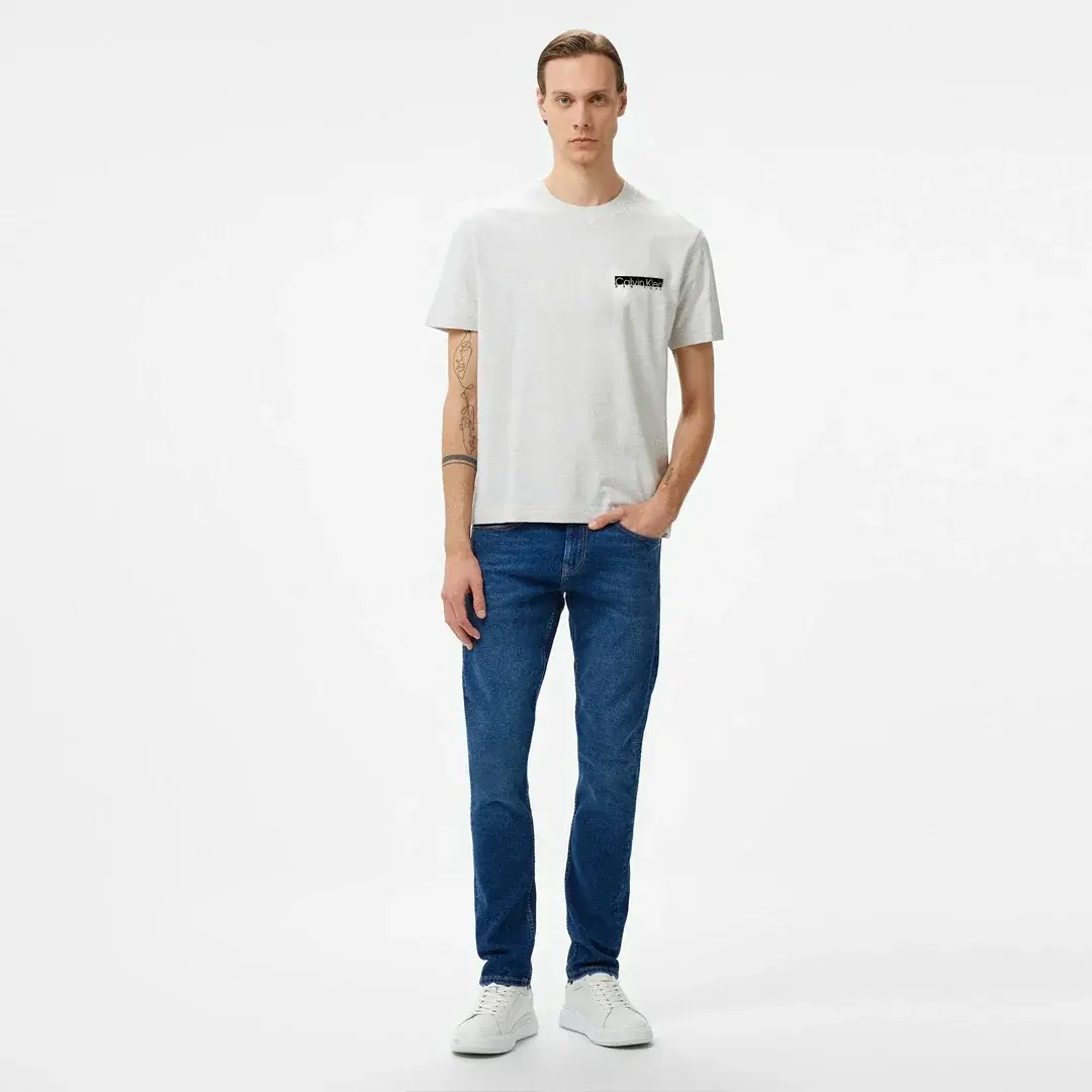 Ny Chest Box Logo T-shirt Gri