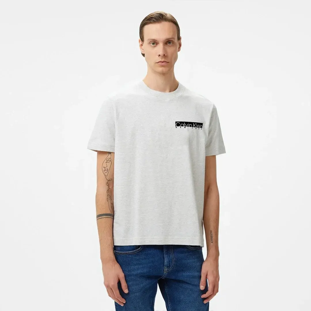 Ny Chest Box Logo T-shirt Gri