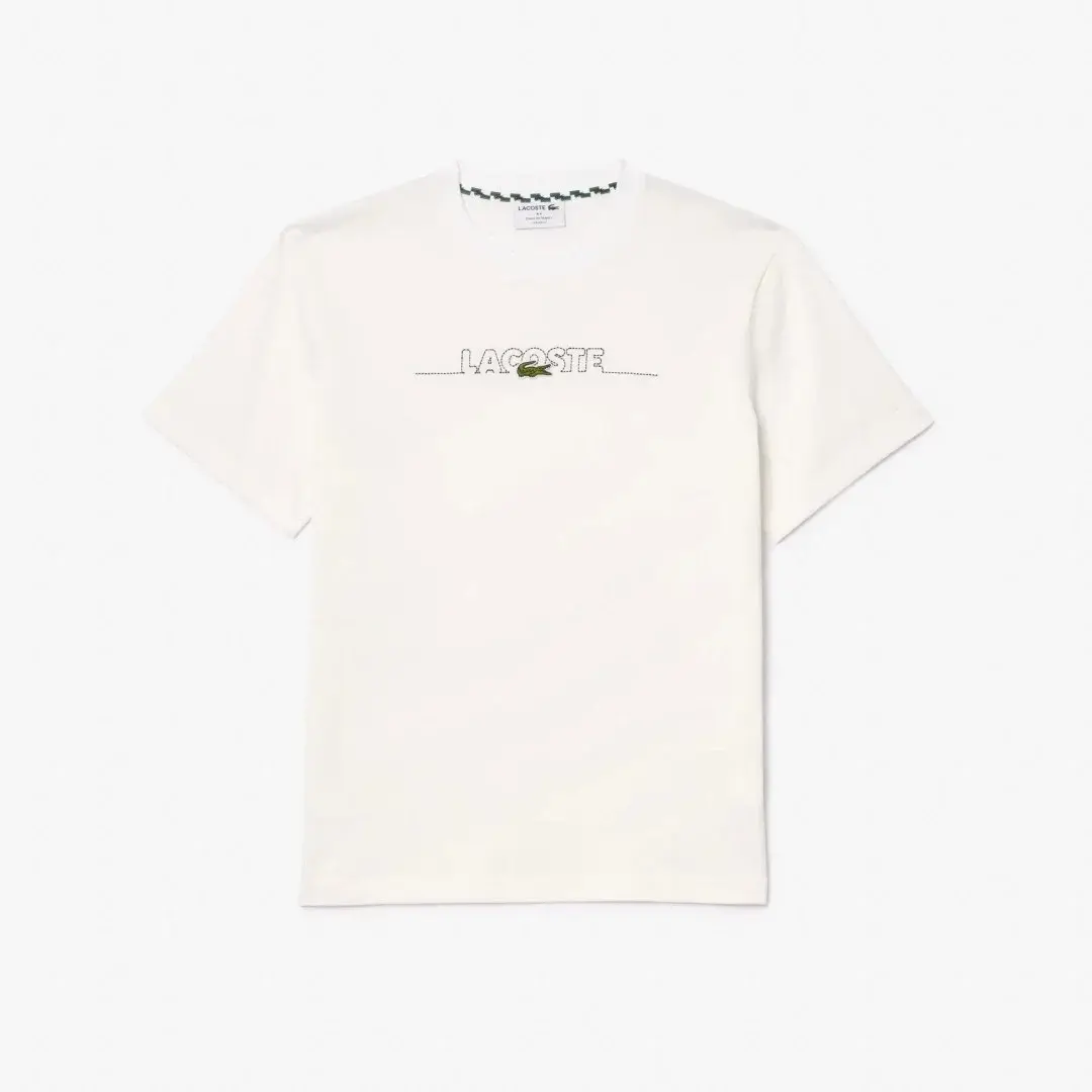 Classic Fit Bisiklet Yaka Baskılı T-Shirt Beyaz