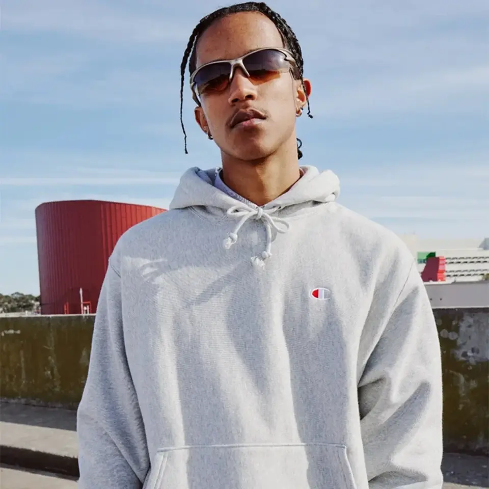 Reverse Weave Hoodie C Logo Gri