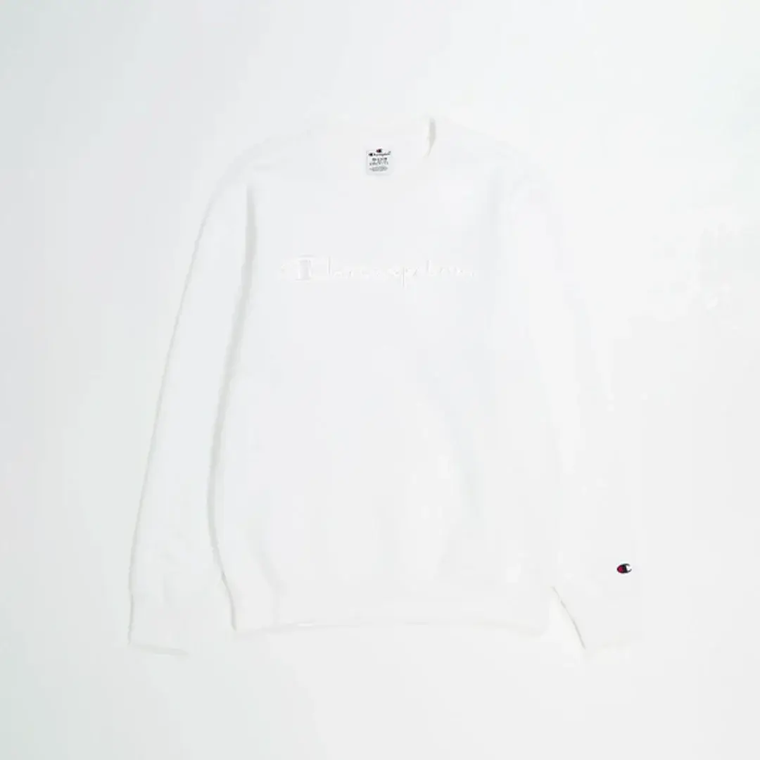 Tonal Embroidery Fleece Sweatshirt Off White