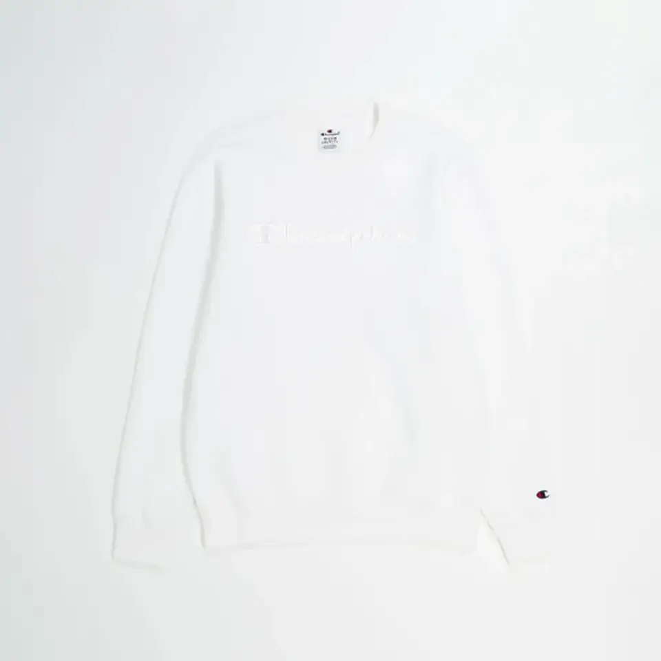 Tonal Embroidery Fleece Sweatshirt Off White