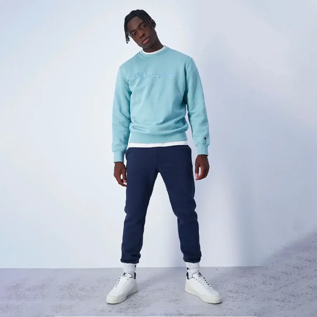 Tonal Embroidery Fleece Sweatshirt Mavi