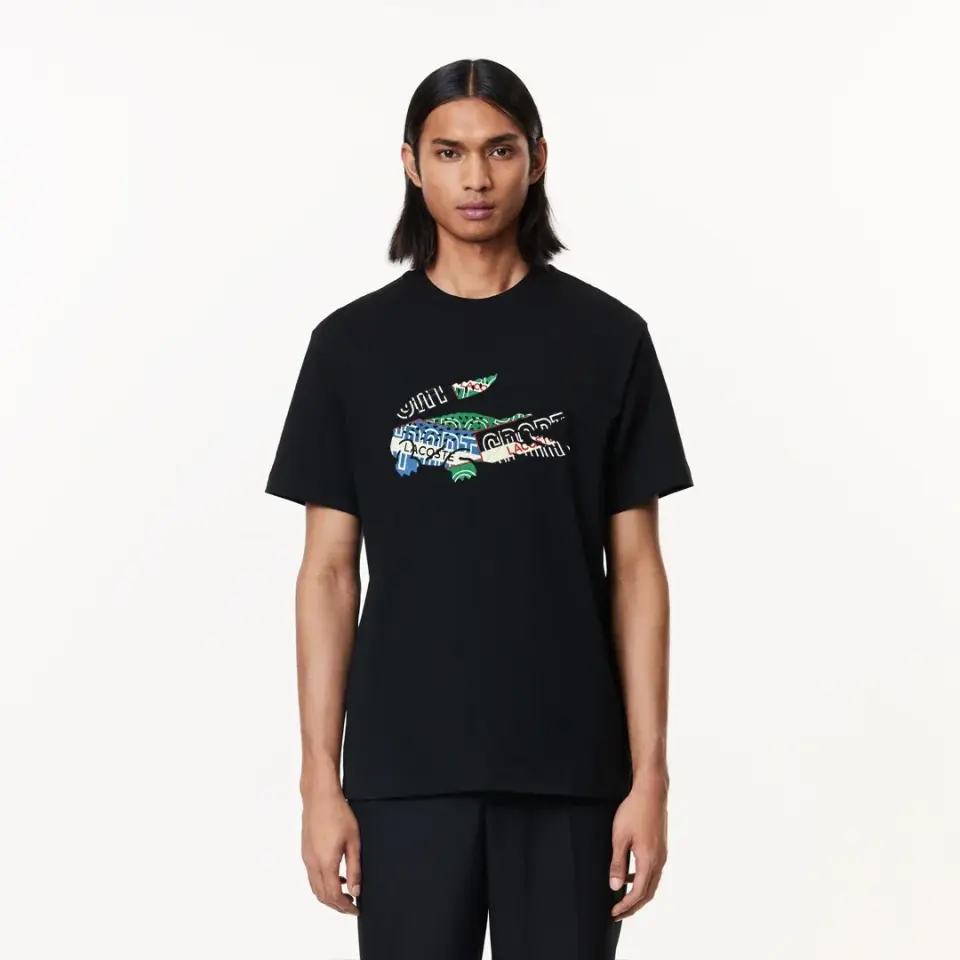 Regular Fit Bisiklet Yaka Baskılı T-Shirt Siyah