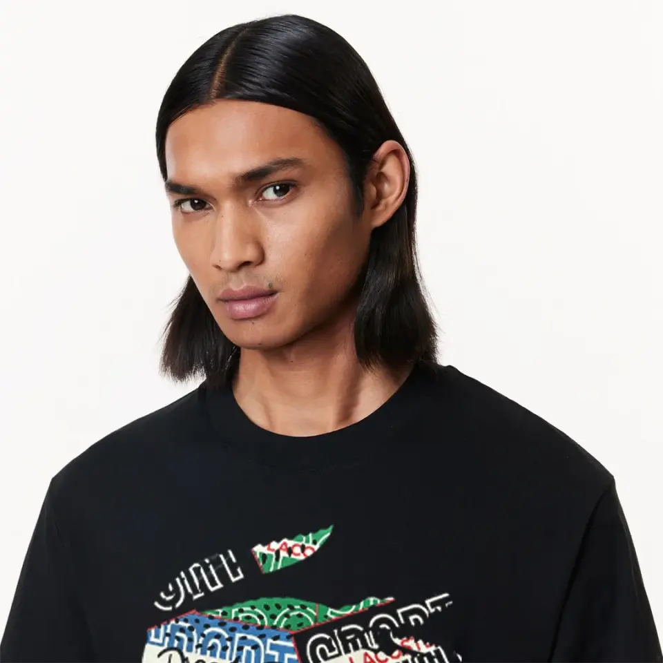 Regular Fit Bisiklet Yaka Baskılı T-Shirt Siyah