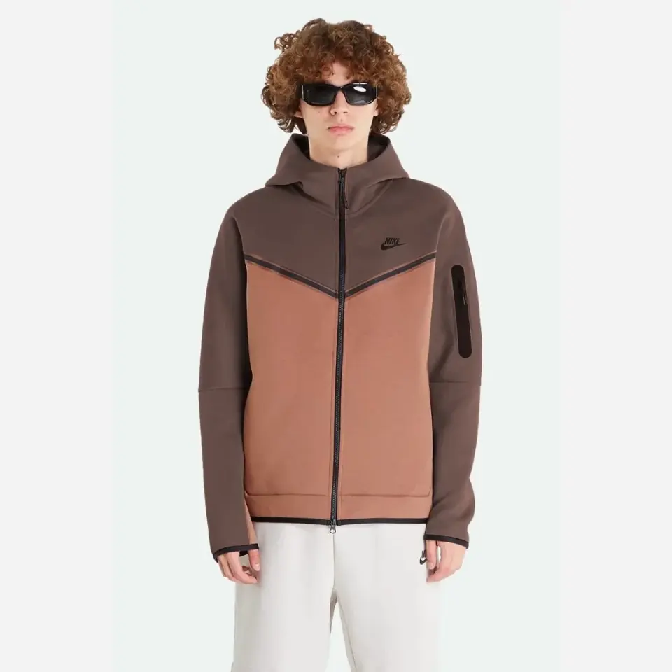 Tech Fleece Full Zip Hoodie Brown