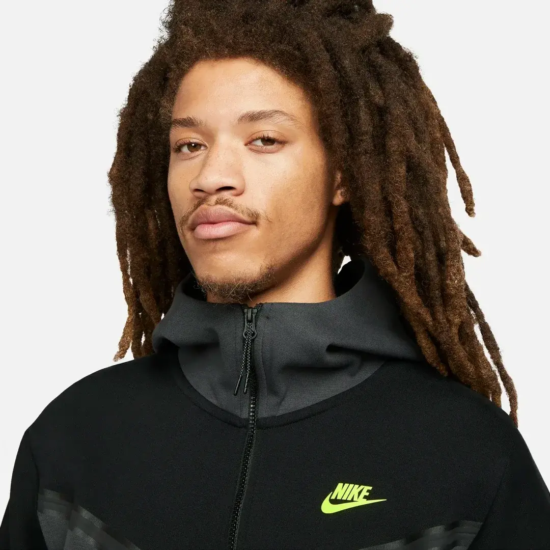 Tech Fleece Full Zip Hoodie Siyah/Anthracite/Volt