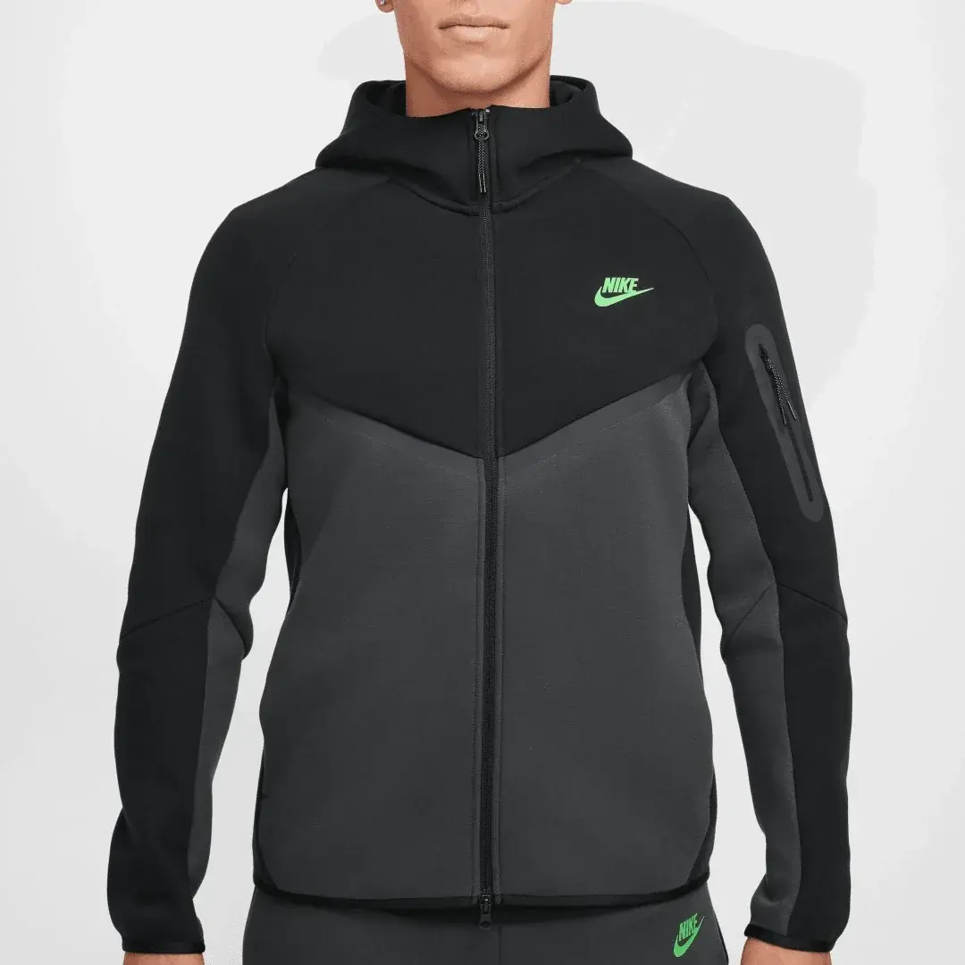 Tech Full-Zip Windrunner Hoodie Black/Anthracite/Green Strike