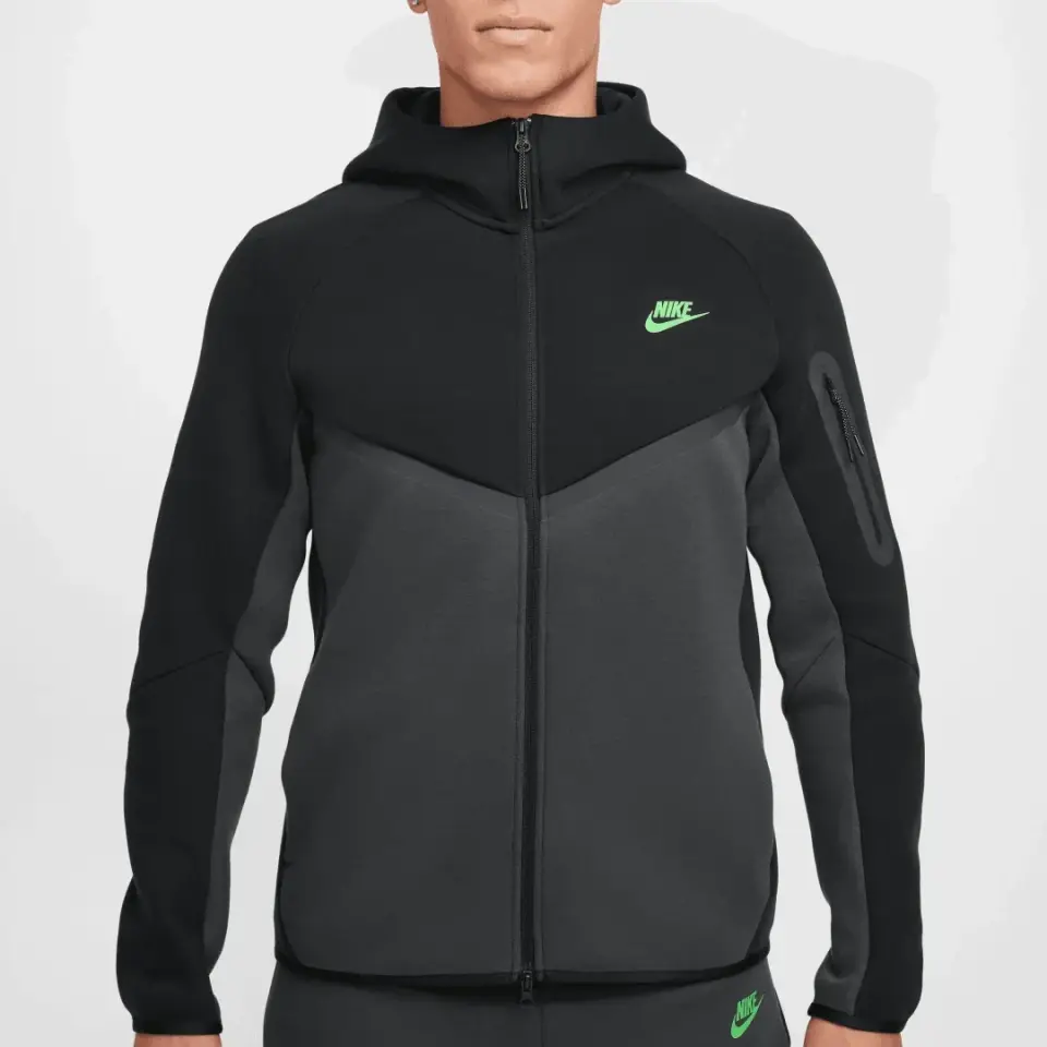 Tech Full-Zip Windrunner Hoodie Black/Anthracite/Green Strike