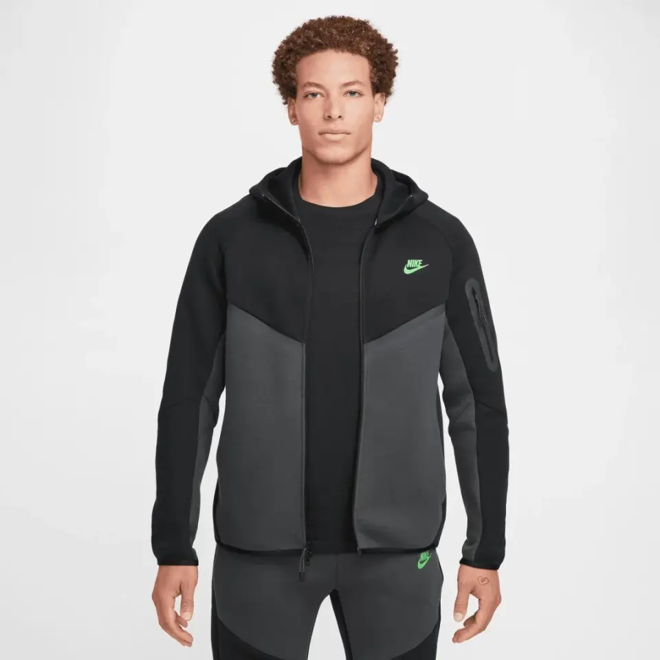 Tech Full-Zip Windrunner Hoodie Black/Anthracite/Green Strike
