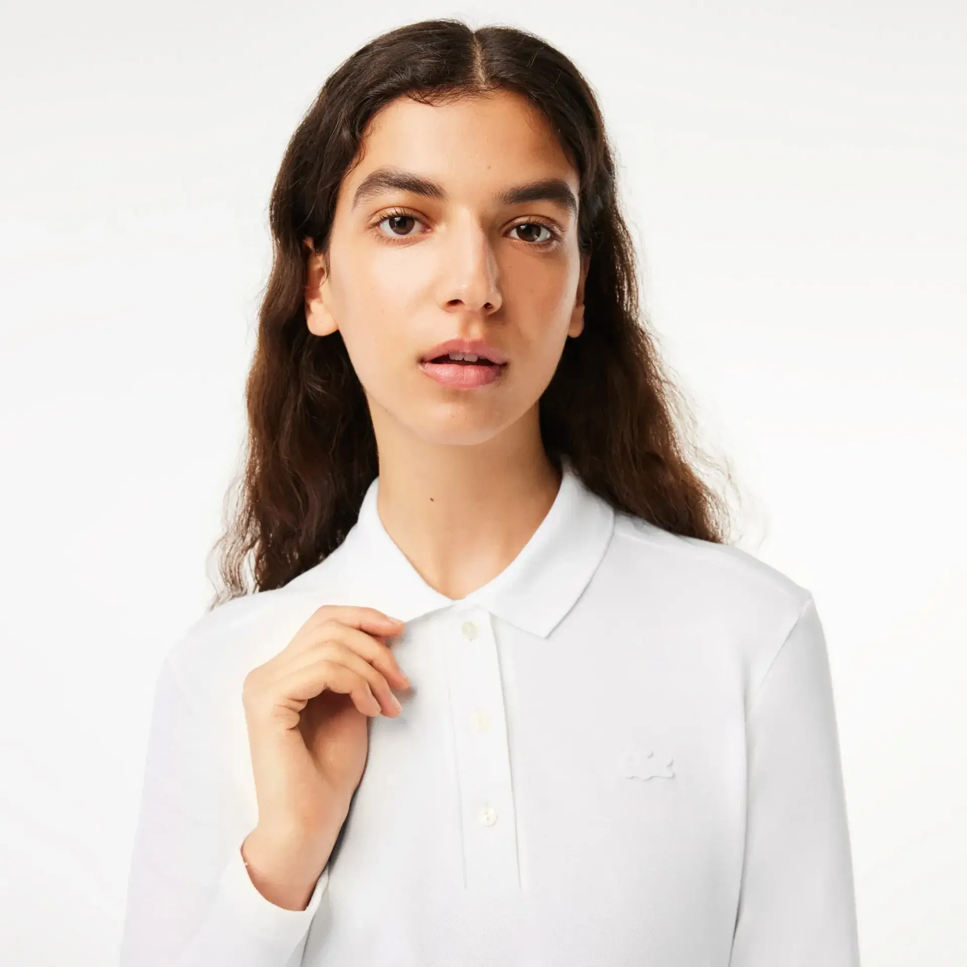 L.12.12 Classic Fit Kadın Uzun Kollu Beyaz Polo