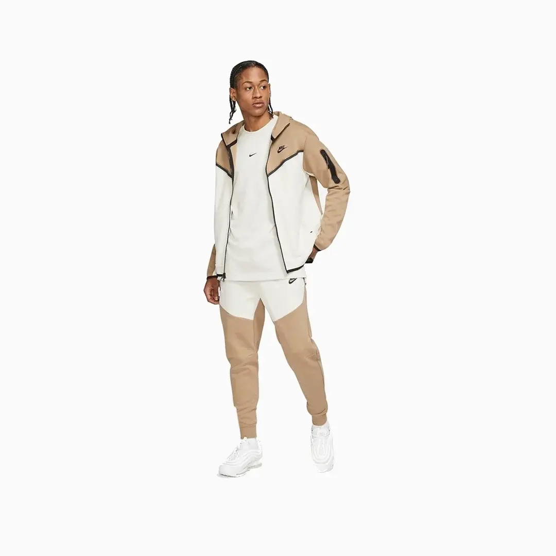 Tech Fleece Kapüşonlu Üst ve Eşofman Altı Brown/White Set