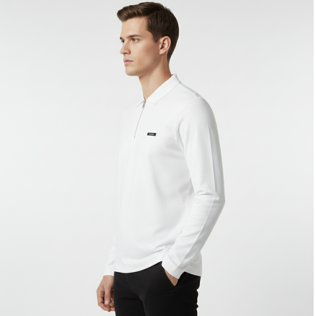 Smooth Uzun Kollu Polo Yaka Beyaz