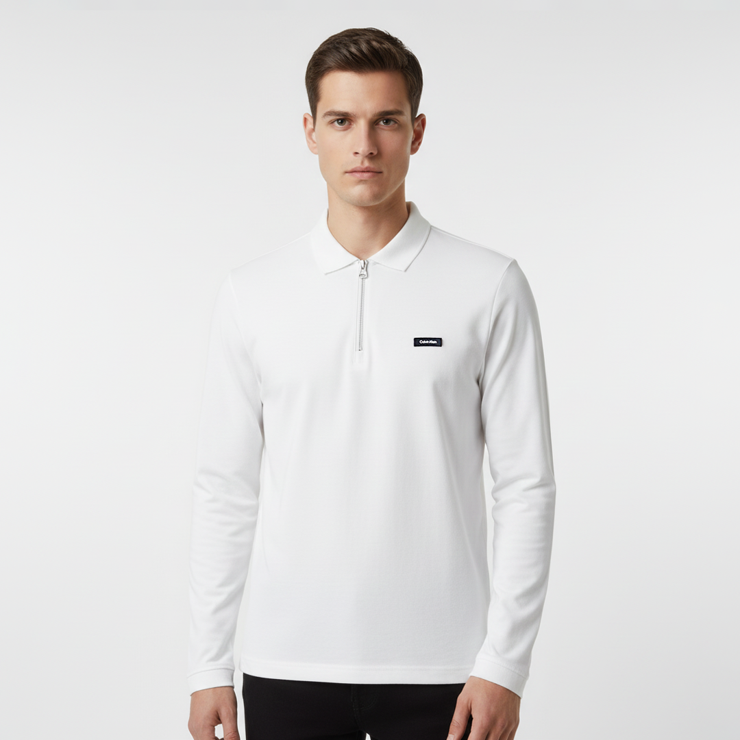 Smooth Uzun Kollu Polo Yaka Beyaz