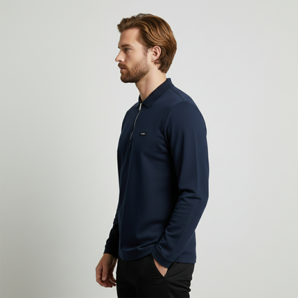 Smooth Uzun Kollu Polo Yaka Lacivert