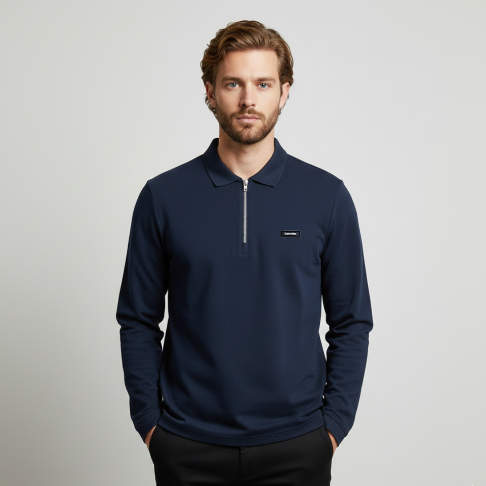 Smooth Uzun Kollu Polo Yaka Lacivert