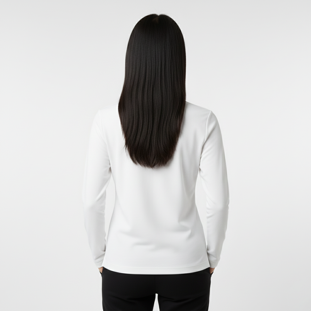 Smooth Uzun Kollu Polo Yaka Kadın Beyaz