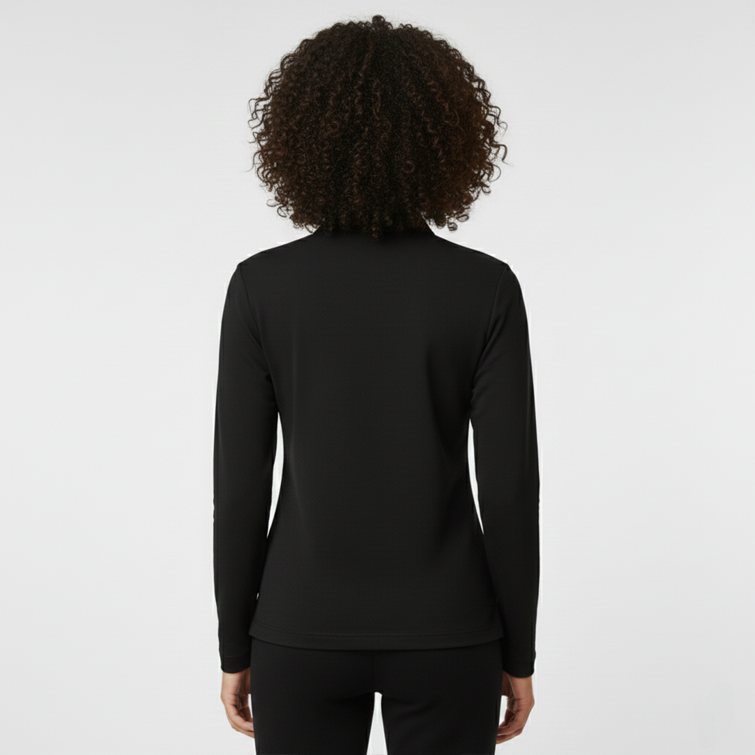 Smooth Uzun Kollu Polo Yaka Kadın Siyah