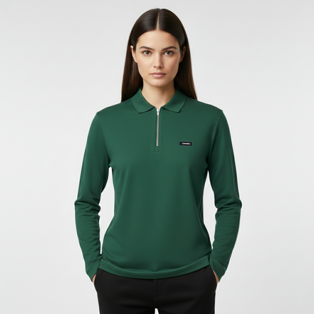 Smooth Uzun Kollu Polo Yaka Kadın Yeşil