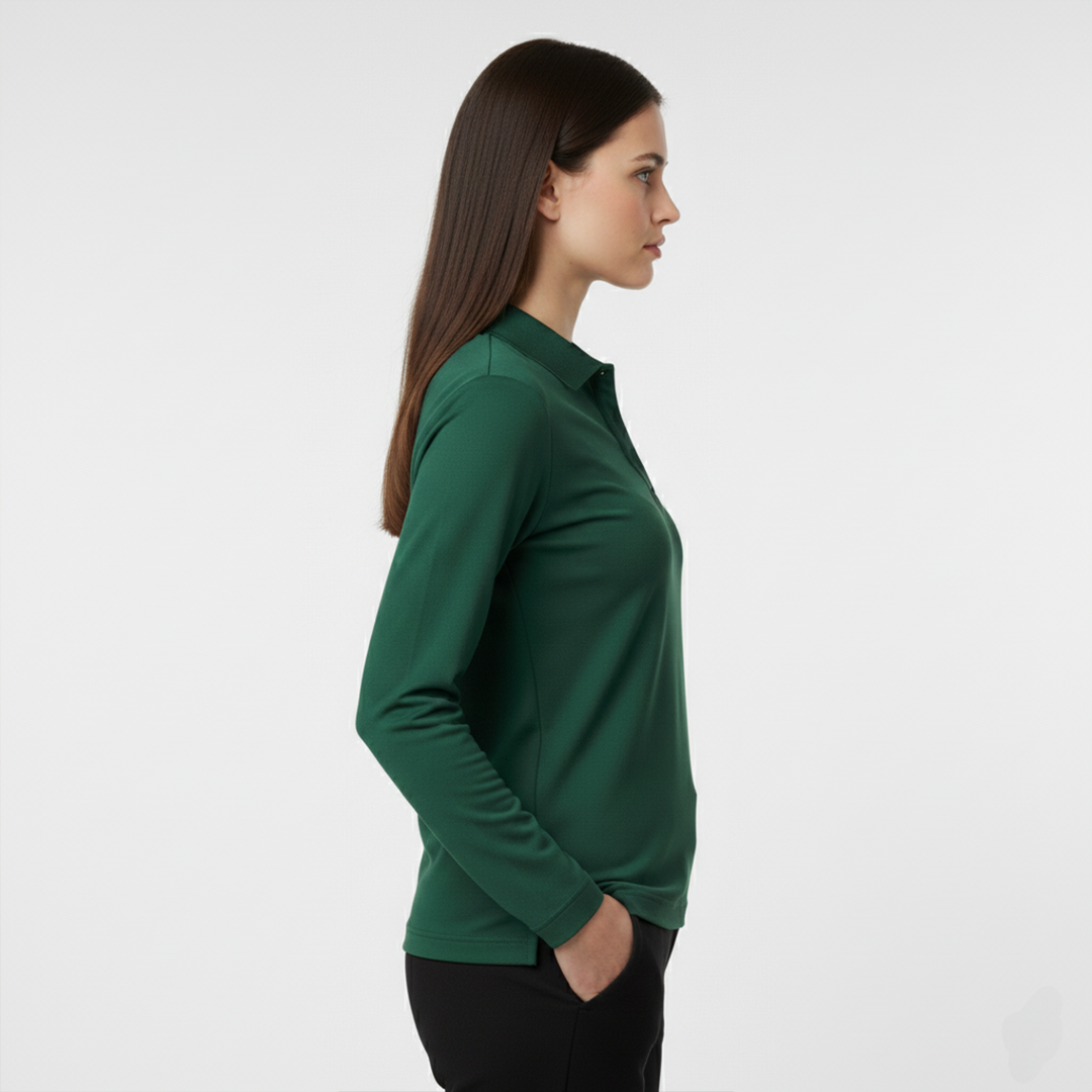 Smooth Uzun Kollu Polo Yaka Kadın Yeşil