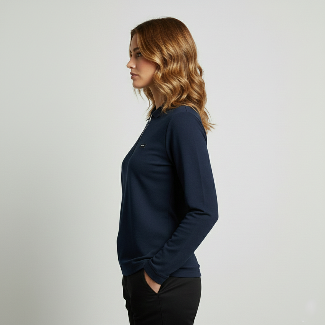 Smooth Uzun Kollu Polo Yaka Kadın Lacivert