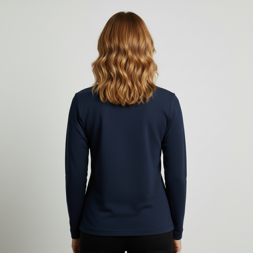 Smooth Uzun Kollu Polo Yaka Kadın Lacivert