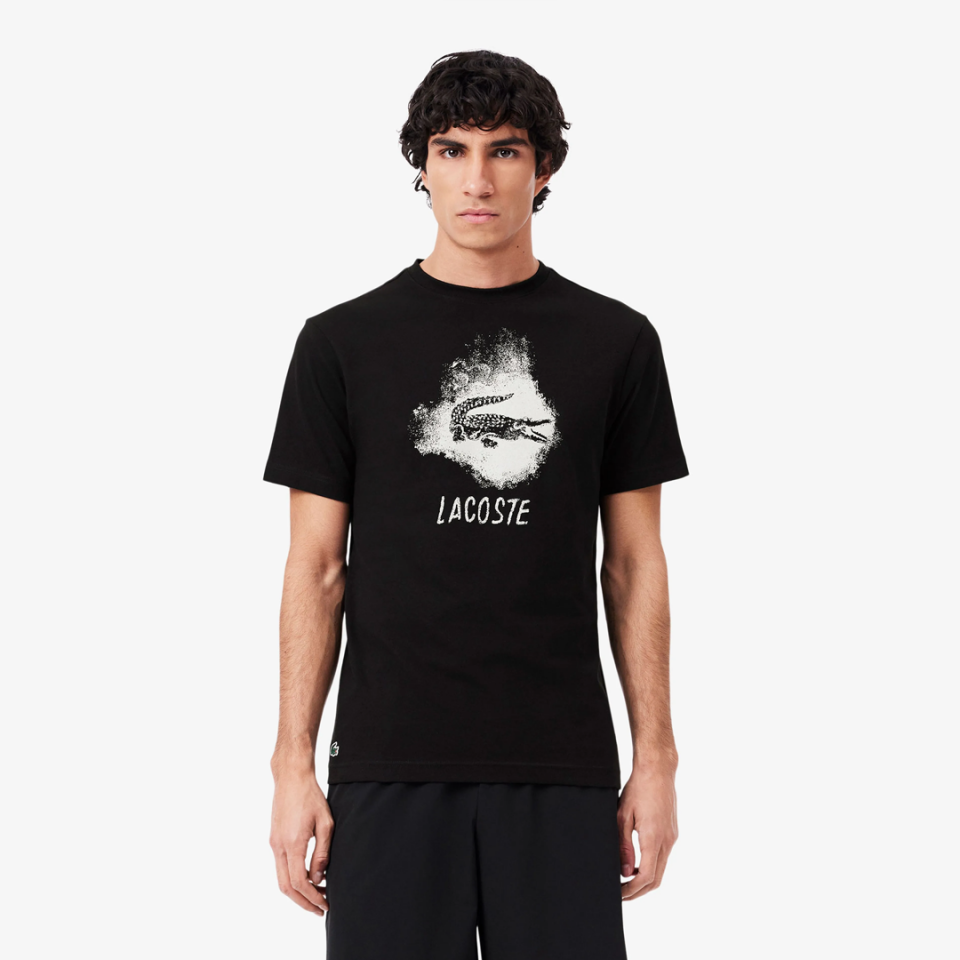 Lacoste Erkek Regular Fit Bisiklet Yaka Baskılı Siyah T-Shirt